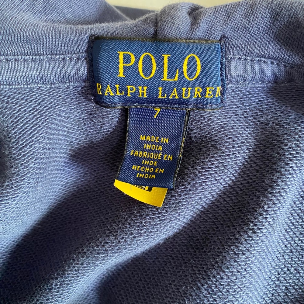 Polo Ralph Lauren Kids Navy Blue Full Zip Hoodie Pastel Logo Sweatshirt Size 7 - Picture 4 of 5